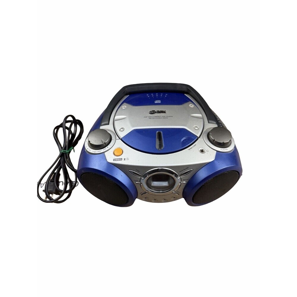 GPX Portable CD Player AM/FM Stereo Radio Boombox Blue Silver Y2K For Parts